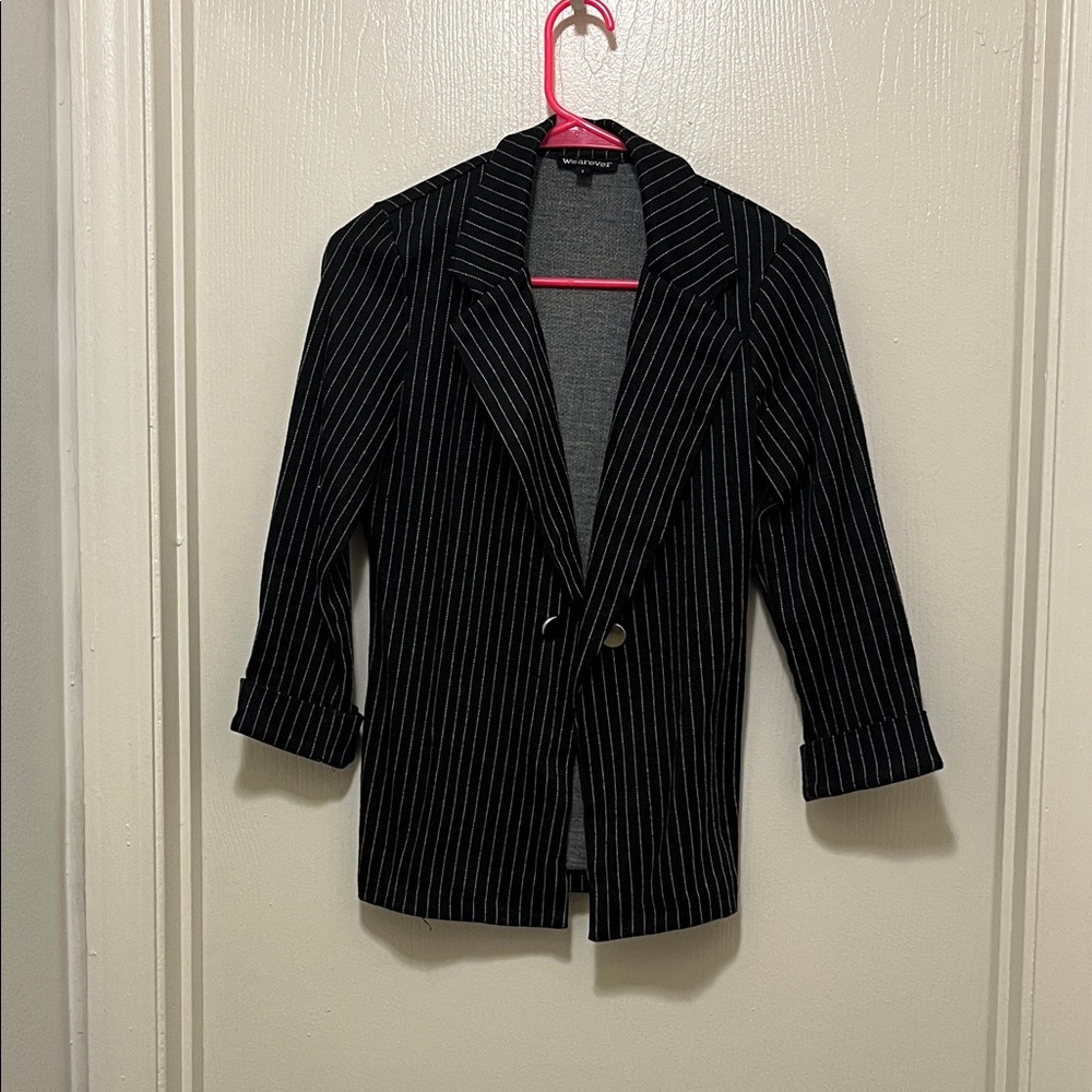 Elegant Black Pinstripe Blazer
